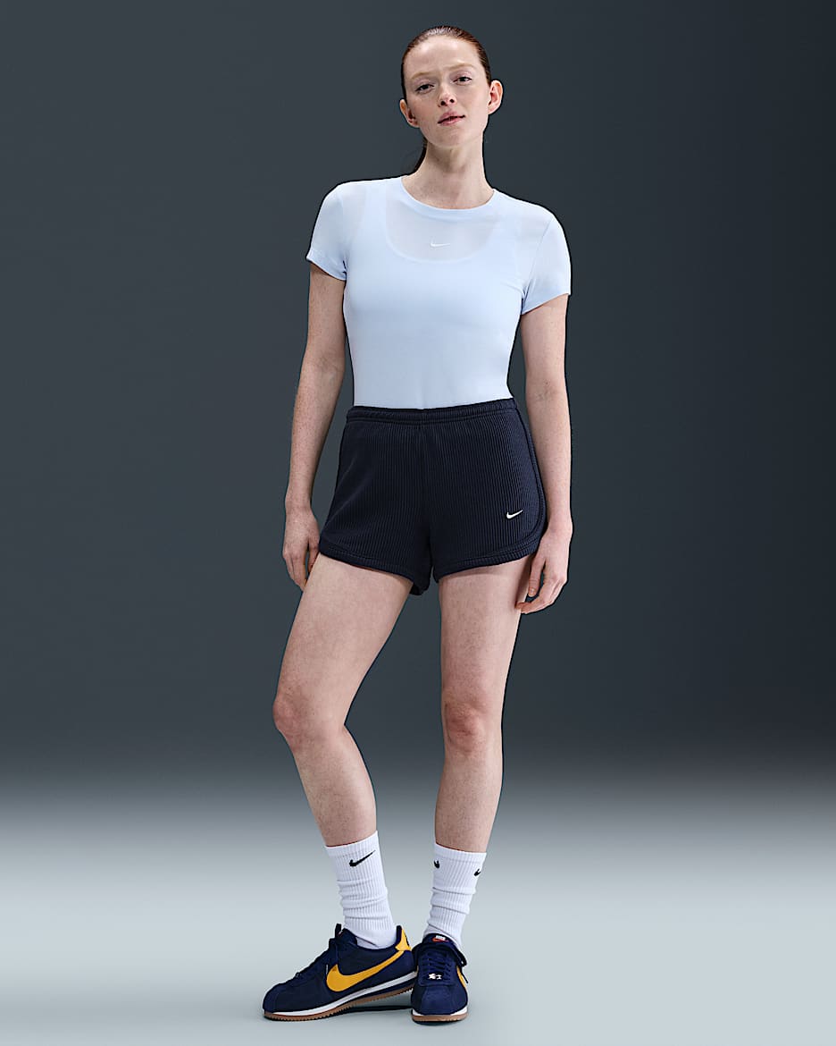 ★ Nike★ Portswear Chill Waffle Mid Rise 3 Inch Shorts W B Nike Women's Sportswear Chill Waffle Mid Rise Shorts 3 in